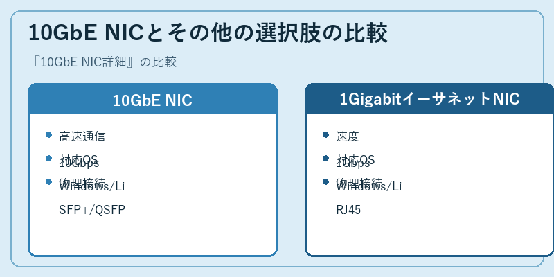 10GbE NICとその他の選択肢の比較