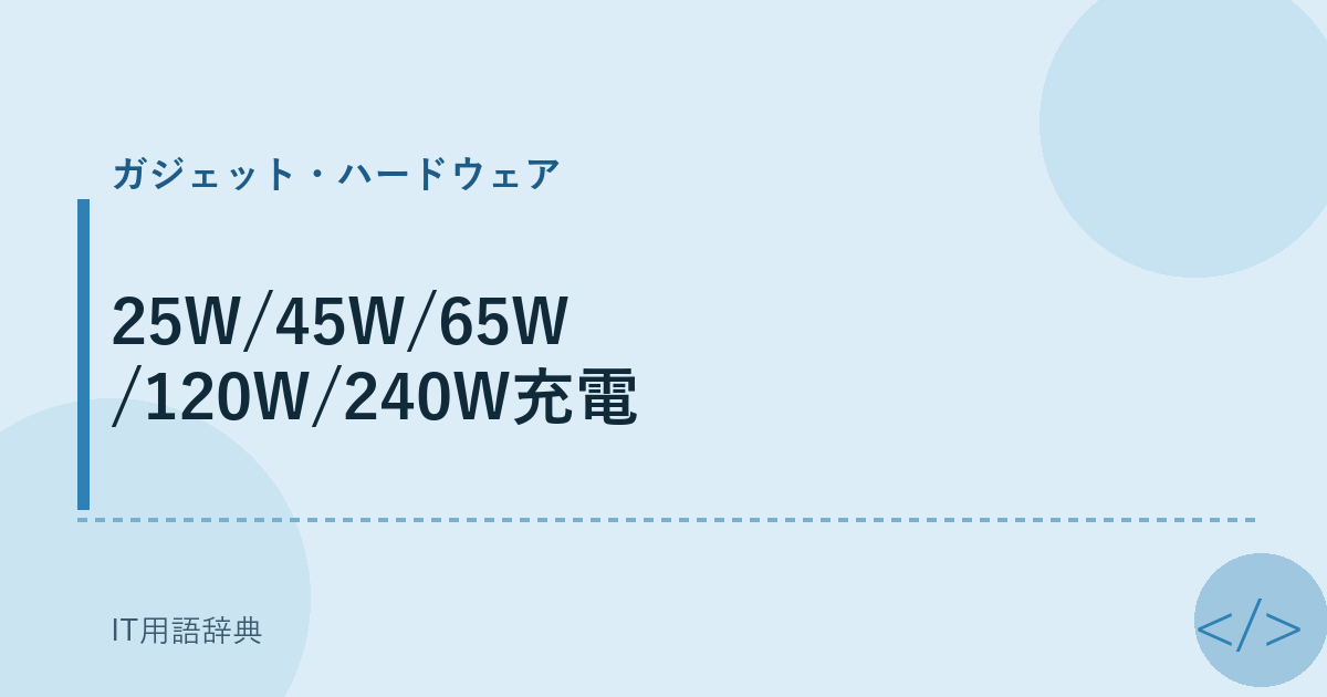 25W/45W/65W/120W/240W充電 アイキャッチ