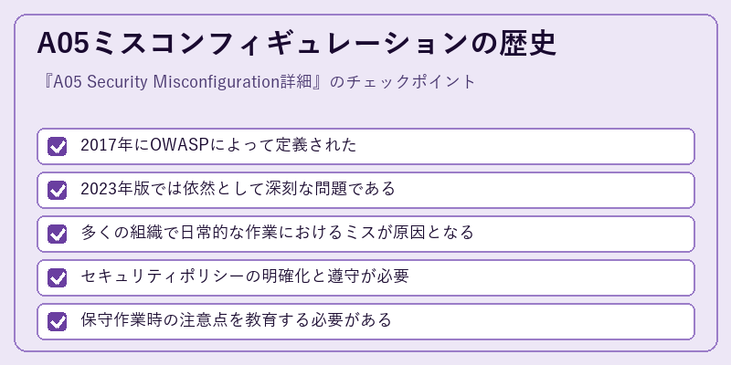 A05ミスコンフィギュレーションの歴史
