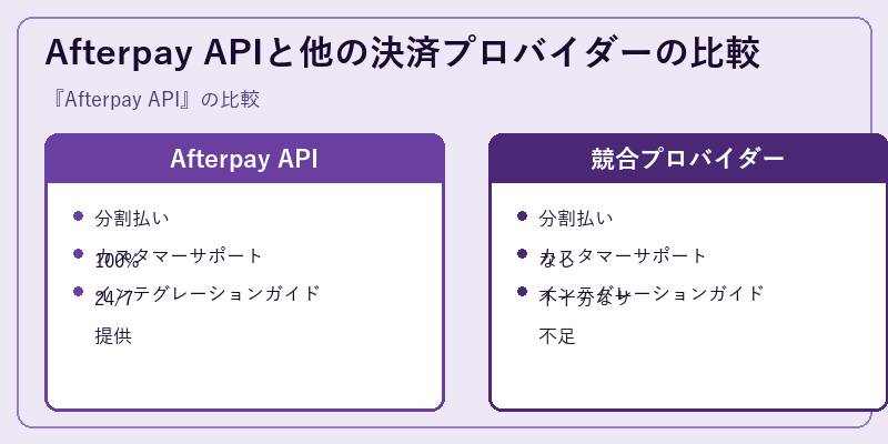 Afterpay APIと他の決済プロバイダーの比較