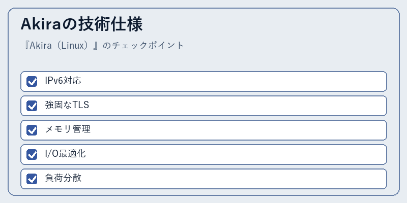 Akiraの技術仕様