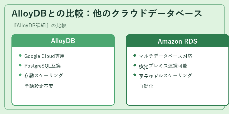 AlloyDBとの比較：他のクラウドデータベース