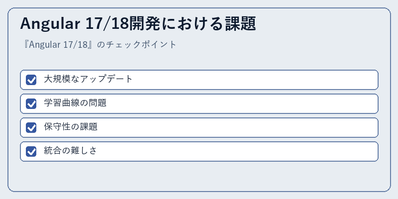 Angular 17/18開発における課題