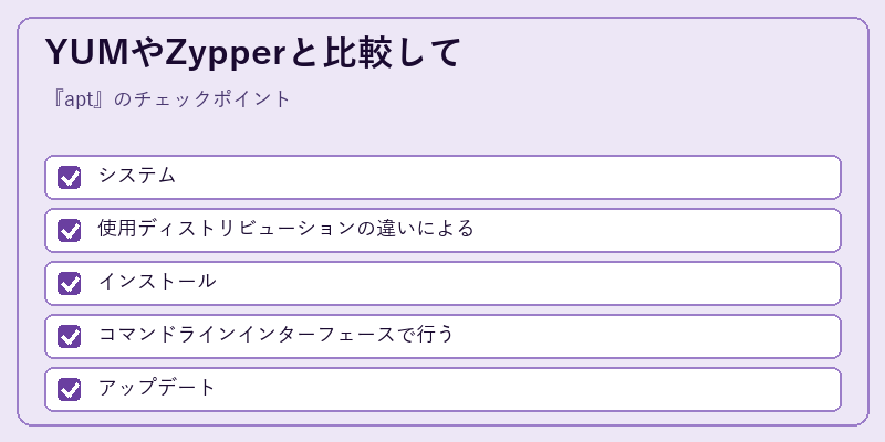 YUMやZypperと比較して