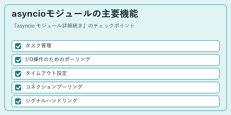 asyncioモジュールの主要機能