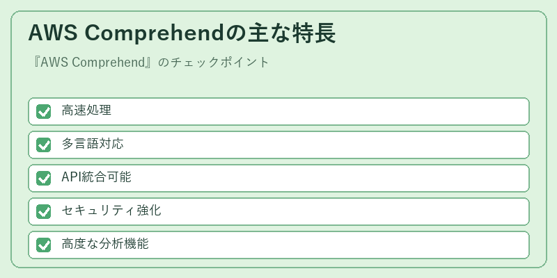 AWS Comprehendの主な特長