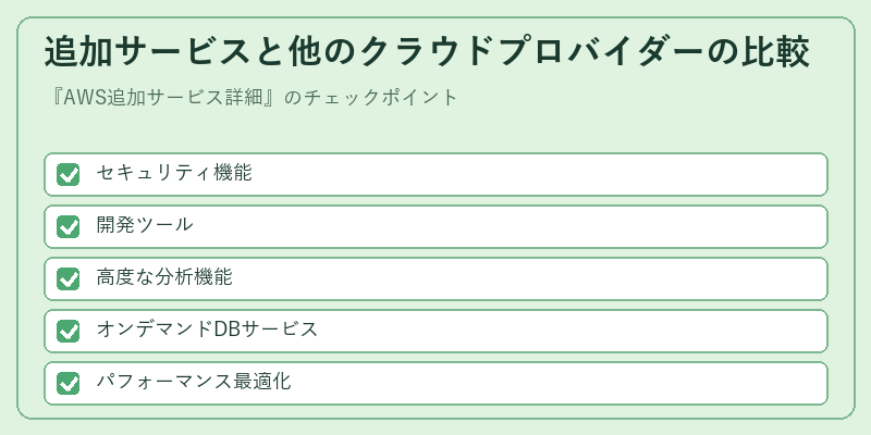 追加サービスと他のクラウドプロバイダーの比較