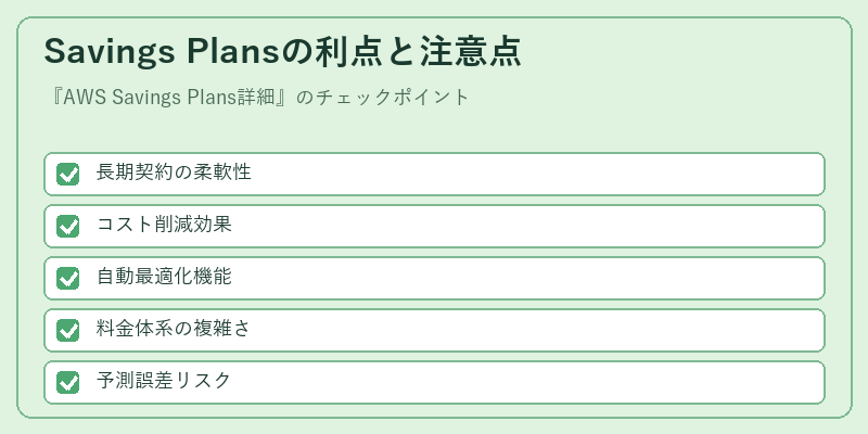 Savings Plansの利点と注意点