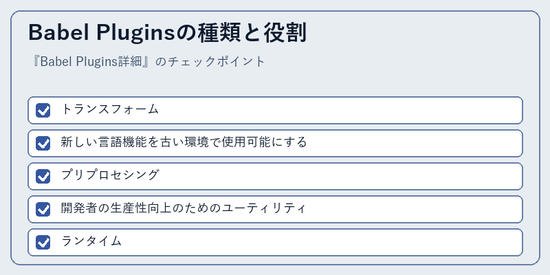 Babel Pluginsの種類と役割