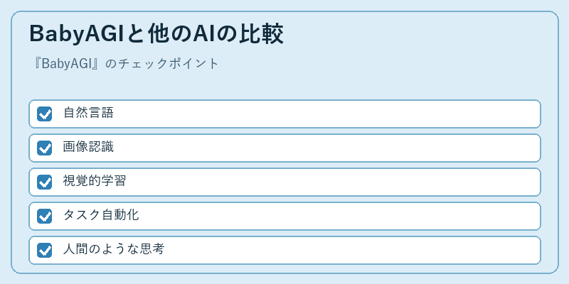 BabyAGIと他のAIの比較