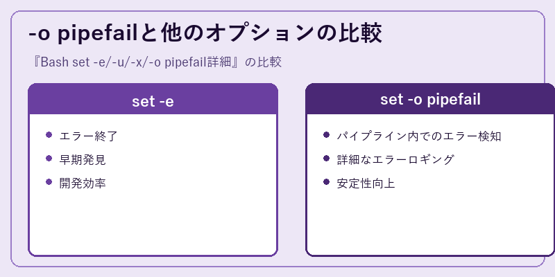 -o pipefailと他のオプションの比較