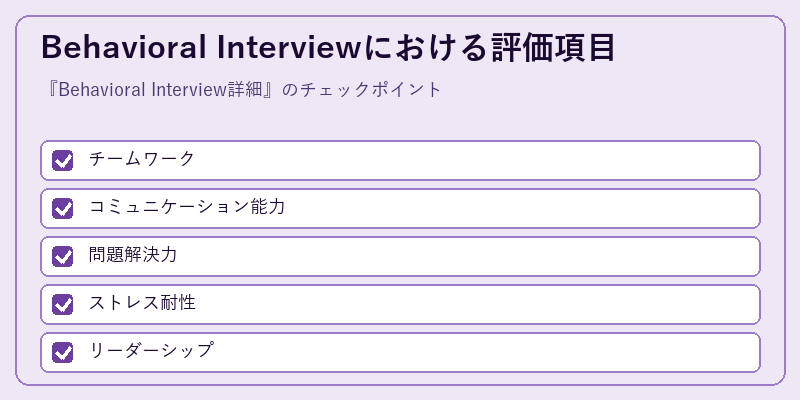 Behavioral Interviewにおける評価項目