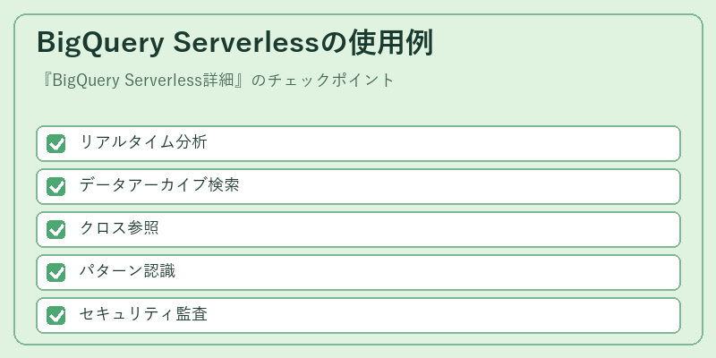 BigQuery Serverlessの使用例