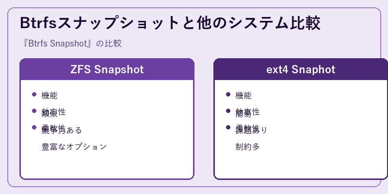 Btrfsスナップショットと他のシステム比較