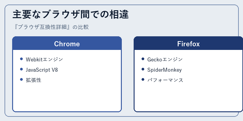 主要なブラウザ間での相違