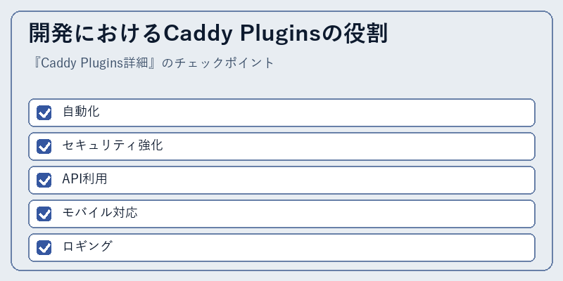 開発におけるCaddy Pluginsの役割