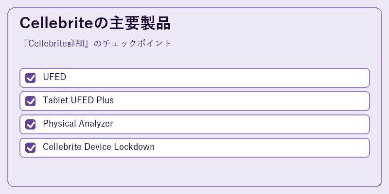Cellebriteの主要製品