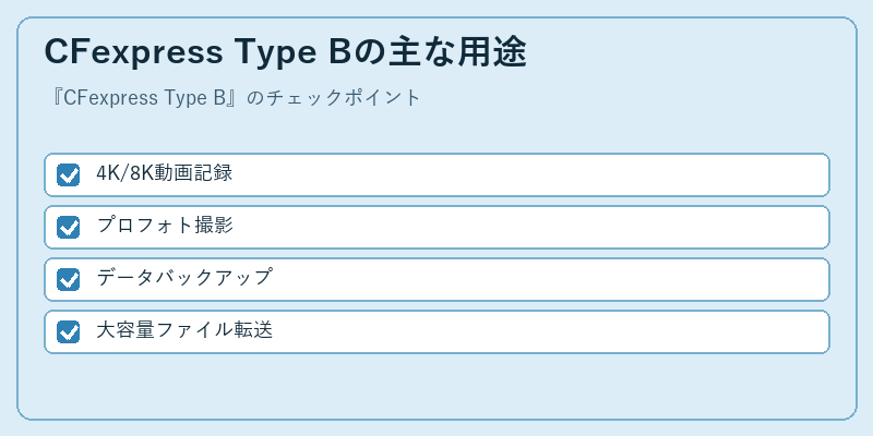 CFexpress Type Bの主な用途
