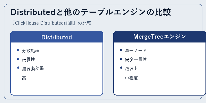 Distributedと他のテーブルエンジンの比較