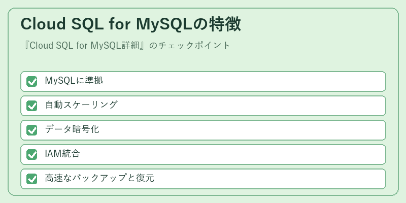 Cloud SQL for MySQLの特徴