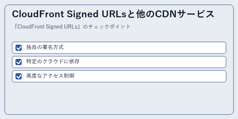 CloudFront Signed URLsと他のCDNサービス