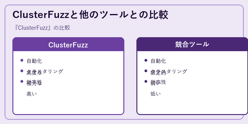 ClusterFuzzと他のツールとの比較
