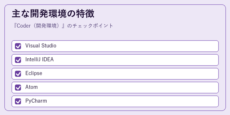 主な開発環境の特徴