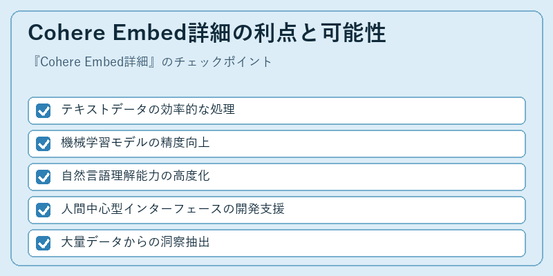 Cohere Embed詳細の利点と可能性