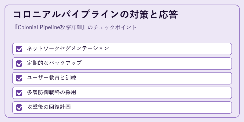 コロニアルパイプラインの対策と応答