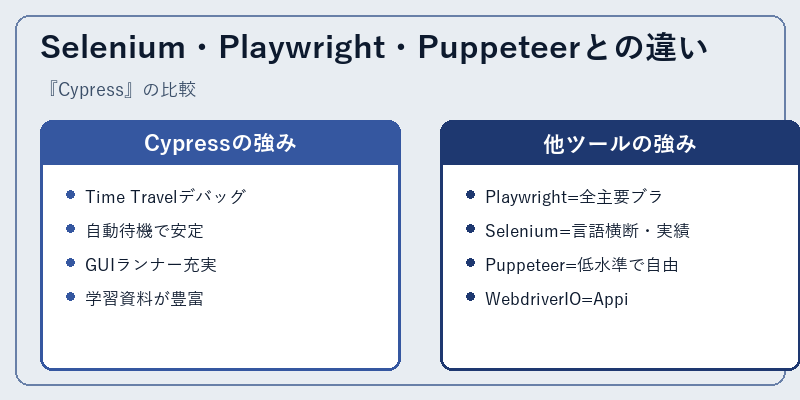 Selenium・Playwright・Puppeteerとの違い