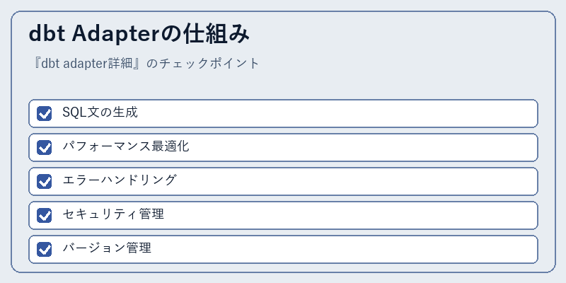 dbt Adapterの仕組み