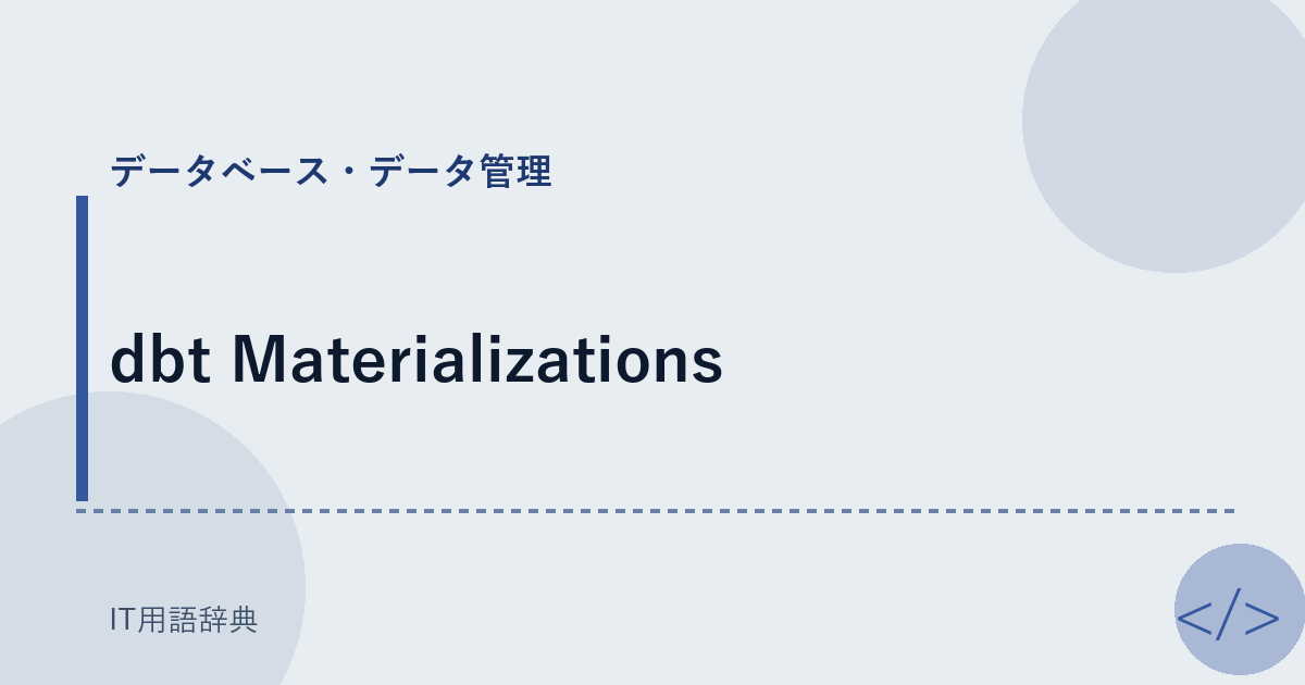 dbt Materializations アイキャッチ