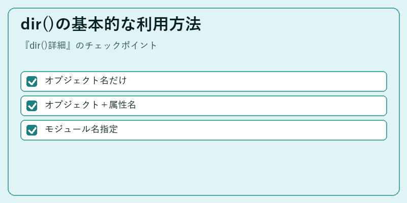 dir()の基本的な利用方法