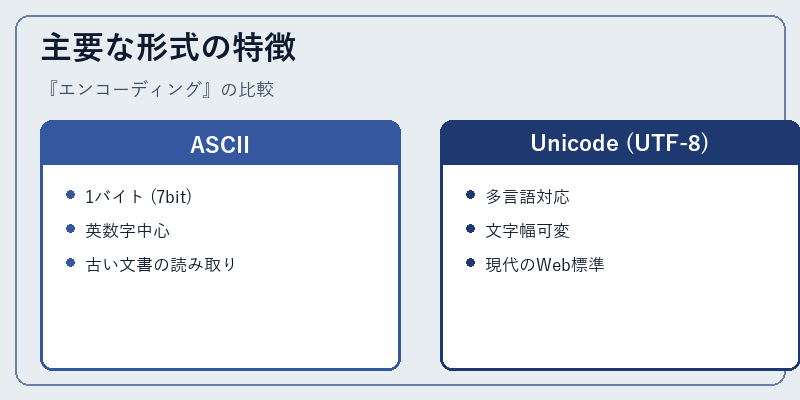 主要な形式の特徴
