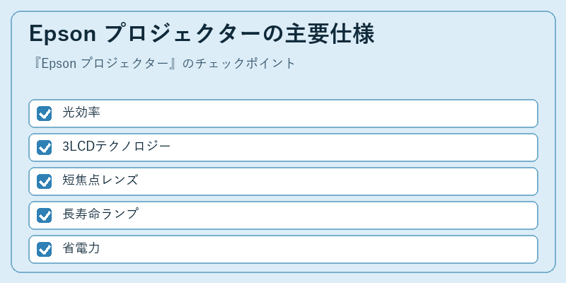 Epson プロジェクターの主要仕様