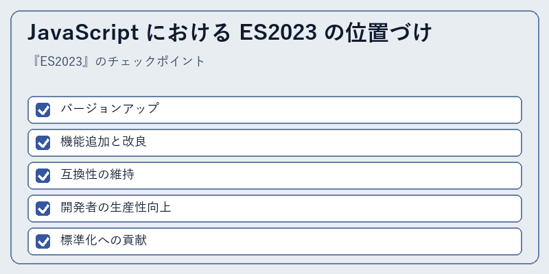 JavaScript における ES2023 の位置づけ