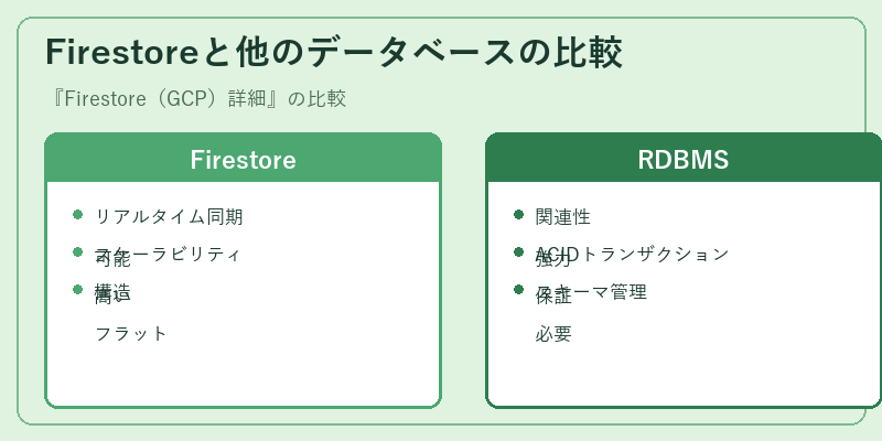 Firestoreと他のデータベースの比較