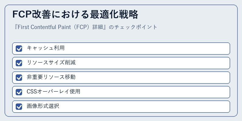 FCP改善における最適化戦略