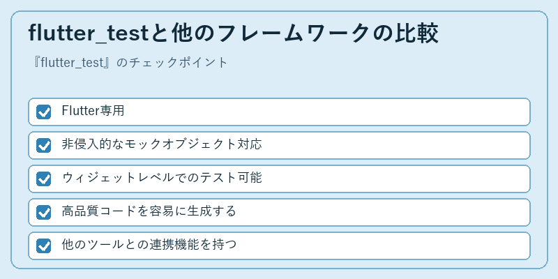 flutter_testと他のフレームワークの比較