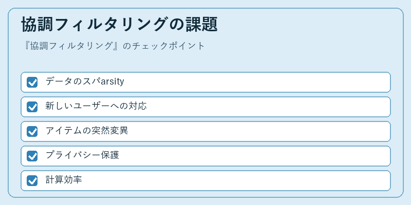協調フィルタリングの課題