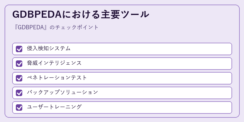 GDBPEDAにおける主要ツール