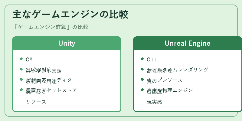 主なゲームエンジンの比較