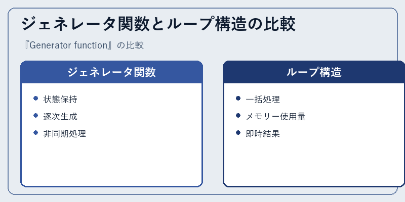 ジェネレータ関数とループ構造の比較