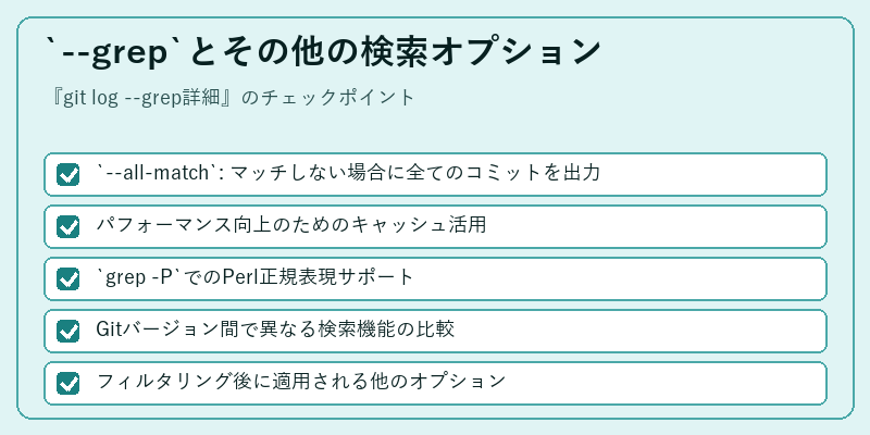 `--grep`とその他の検索オプション