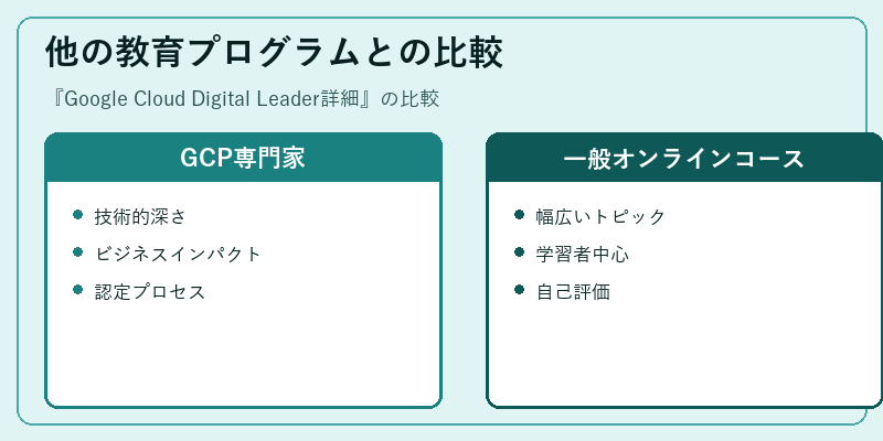 他の教育プログラムとの比較