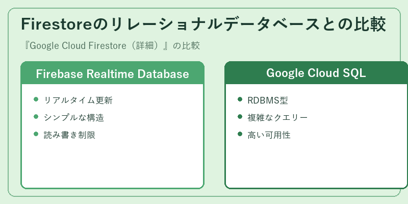 Firestoreのリレーショナルデータベースとの比較