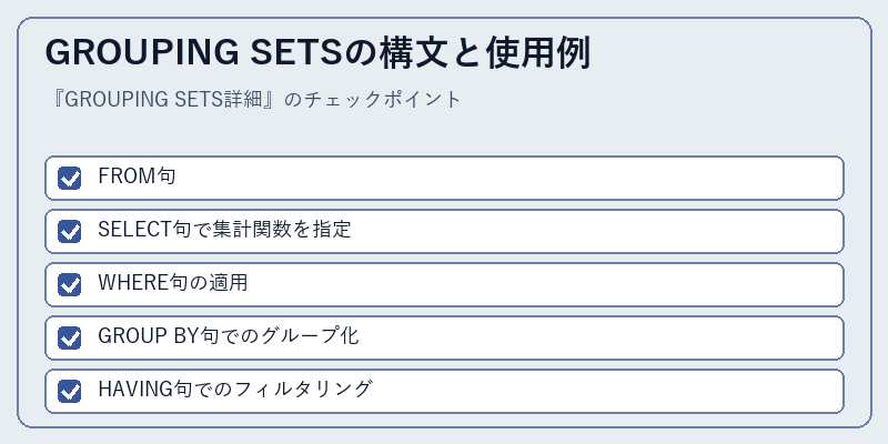 GROUPING SETSの構文と使用例