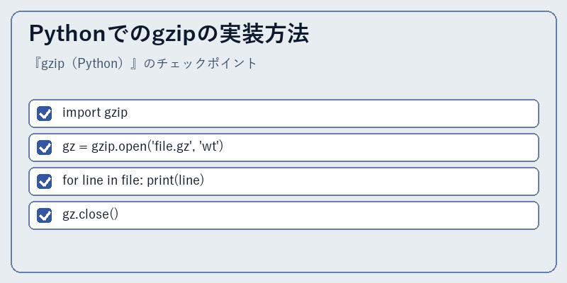 Pythonでのgzipの実装方法