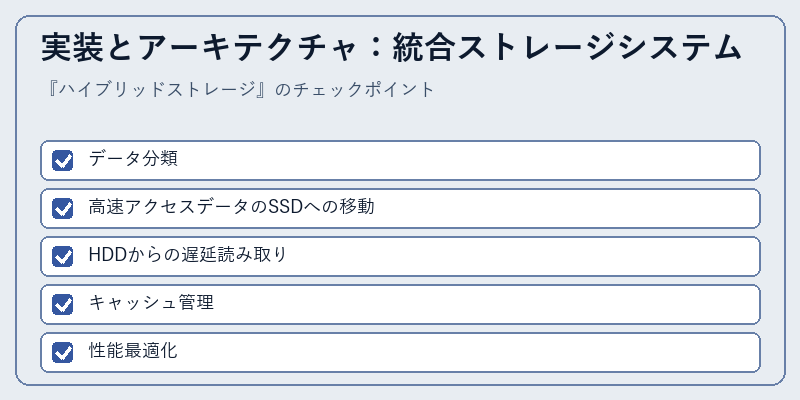 実装とアーキテクチャ：統合ストレージシステム