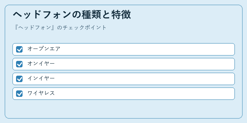 ヘッドフォンの種類と特徴